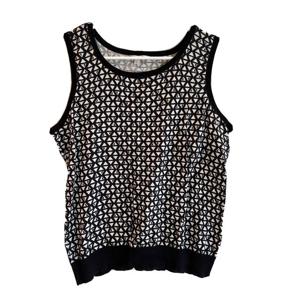 Halogen sz Large t-shirt tank geometric black and white - Picture 1 of 7